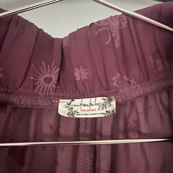 Free People What’s Good Lounge Pants - Plum Purple Silky Wide Leg Intimately - Picture 3 of 5